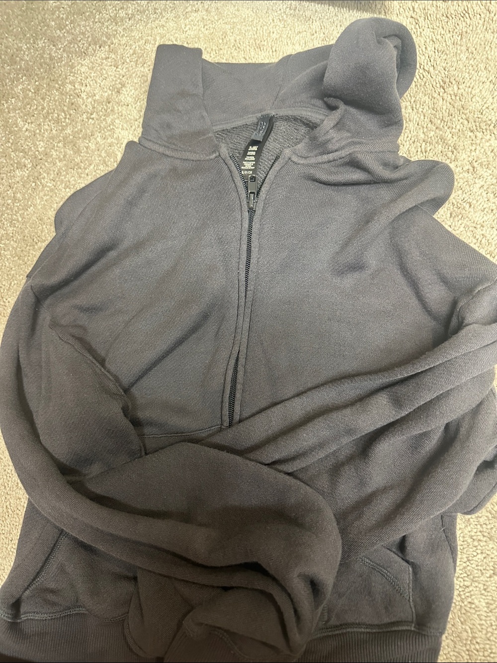 SKIMS Black Full-Zip Hooded Sweatshirt